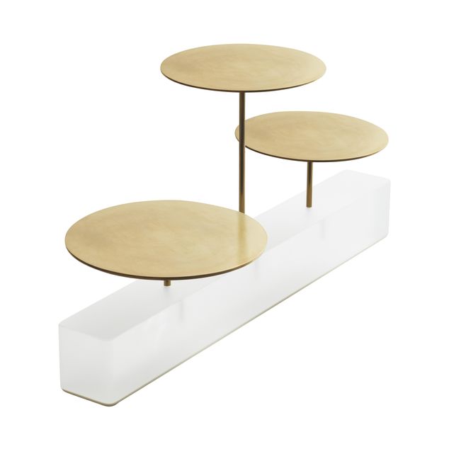MEALPLAK Bricks Bar Rectangular 3 Trays Nacryl White/Stainless SteelBrushed Gold Finish