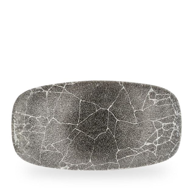 Kintsugi Reverse Quartz Black Chefs Oblong Plate 35,5x18,9cm