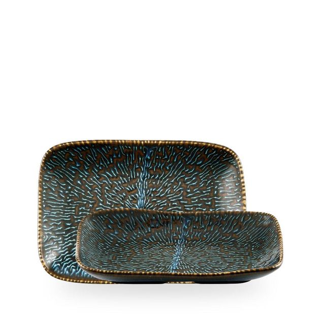 Inked Cascade Sapphire Blue / Natural Deep Tray  / 26 x 18cm