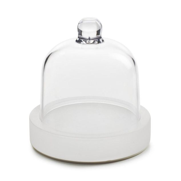 Mealplak Butter Dish With Glass Dome Nacryl White