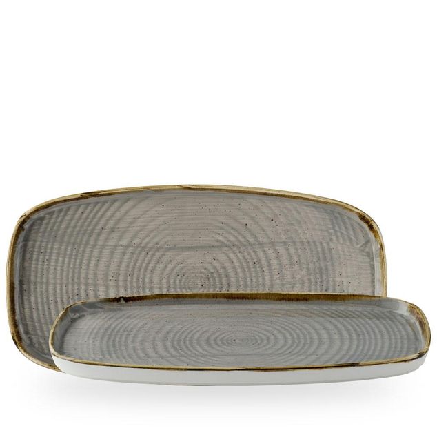 Stonecast Grey Oblong Chefs Plates 35x18,5cm H: 2cm