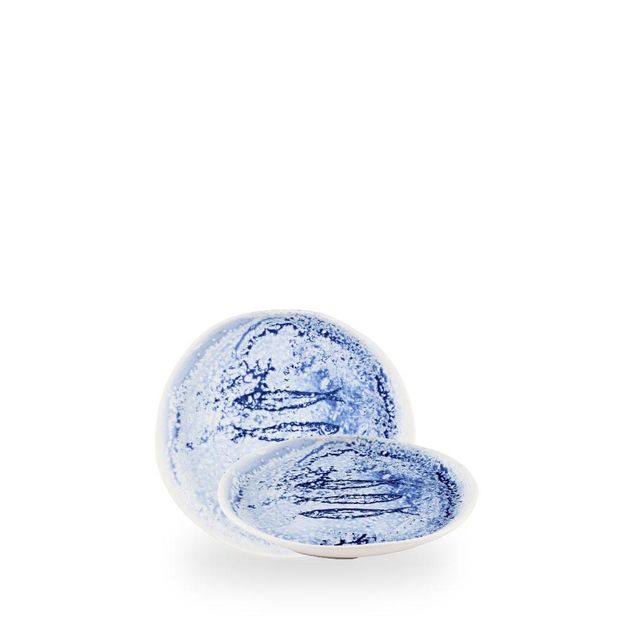 Inked Fresco Blue / Natural Organic Plate  / 16.5cm