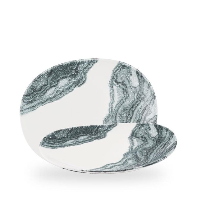 Inked Tide Black / Opal Organic Plate  / 28cm
