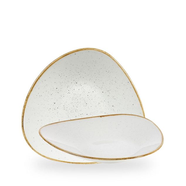 Stonecast Barley White Triangle Shallow Bolle 27.2 X 26.7Cm