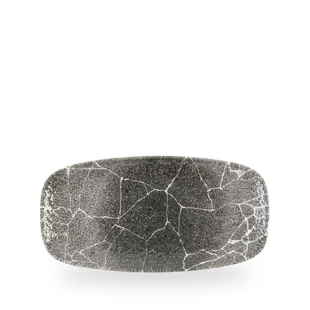 Kintsugi Reverse Quartz Black Chefs Oblong Plate 29,8x15,3cm