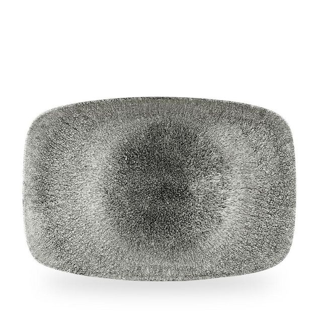 Raku Quartz Black Oblong Platter 34.4 X 23.4Cm