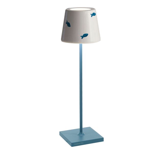 Poldina Pro Bordlampe Blå Keramikk -Blå Sjablong Ø11X38Cm. -2,2W