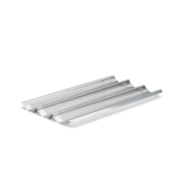 3 Baguettes Baking Tray St Steel Perforated