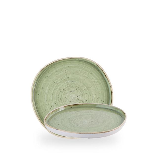 Stonecast Sage Green Organic Walled Plate 21cm H:2cm