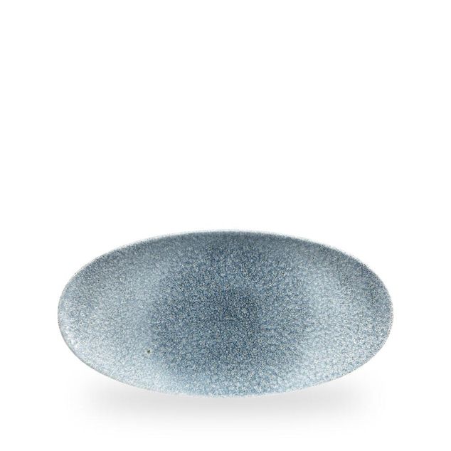 Raku Topaz Blue Oval Chefs Tallerken 29.9 X 15Cm