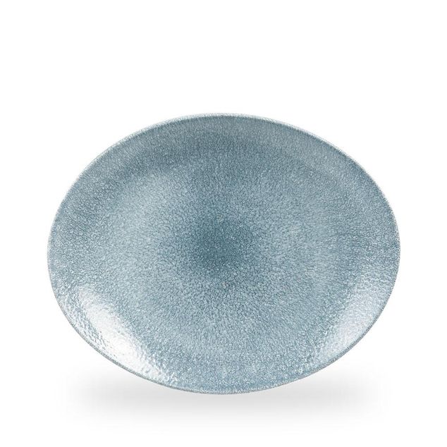 Raku Topaz Blue Orbit Oval Coupe Tallerken 31.7 X 25.5Cm