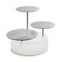 MEALPLAK Bricks Bar Round 3 Trays Nacryl White/Stainless SteelBrushed Silver Finish