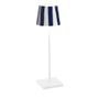 Poldina Pro Bordlampe Hvit Keramikk Blå Striper Ø11X38Cm. -2,2W