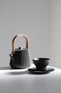 Pekoe Teapot + Infuser Basket Black Smooth Dark Metal