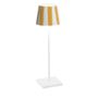 Poldina Pro Bordlampe Hvit Keramikk Gule Striper Ø11X38Cm. -2,2W