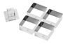 GOBEL Set of 4 St/st square pastry rings and pusher - 70 x 70 x 40 mm