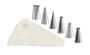 GOBEL Rounded box set of 6 st/st icing tips + cotton piping bag 300 mm