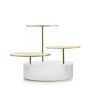 MEALPLAK Bricks Bar Round 3 Trays Nacryl White/Stainless SteelBrushed Gold Finish