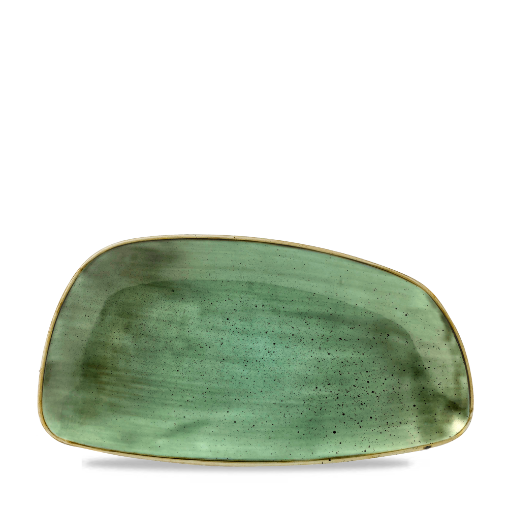 Churchill Stonecast Green Geo Plate 35x18cm