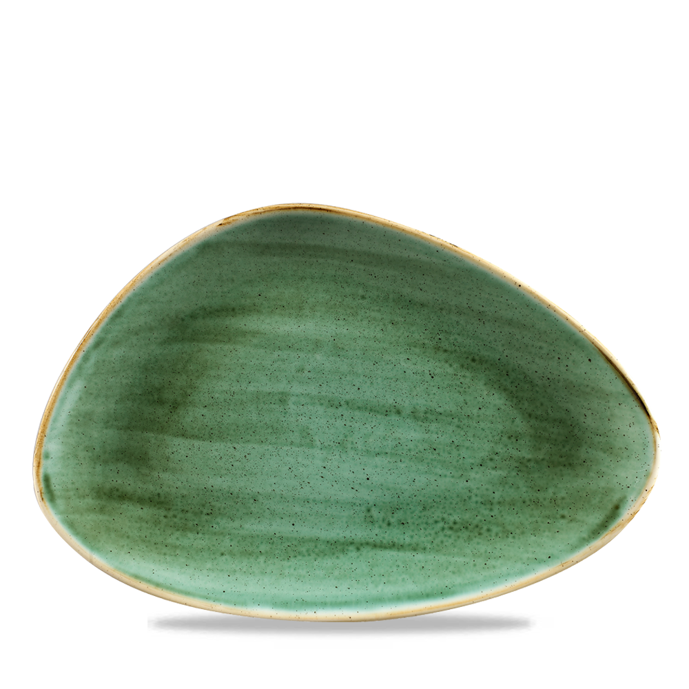 Churchill Stonecast Green Triangle Plate 30x20cm